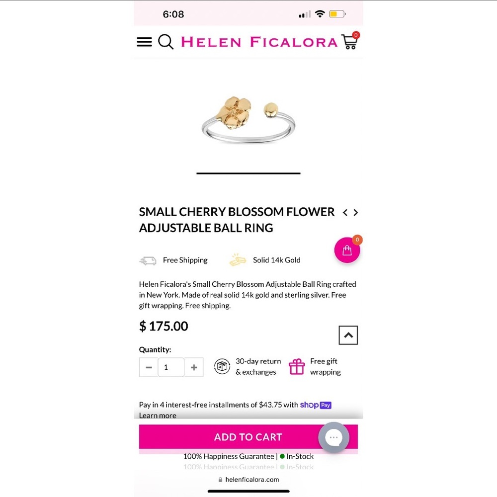 Helen Ficalora sterling silver and gold accent ring adjustable.